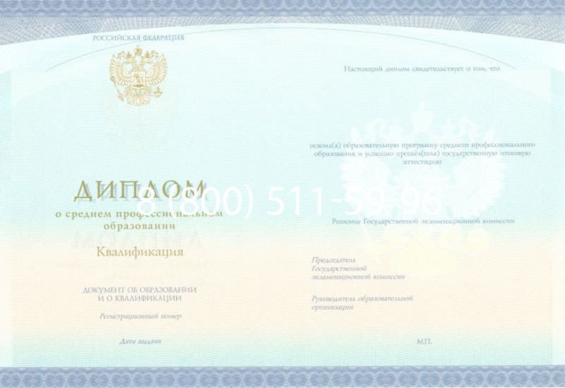 Купить Диплом о среднем образовании (Спецбланк) 2014-2024 года в Кисловодске